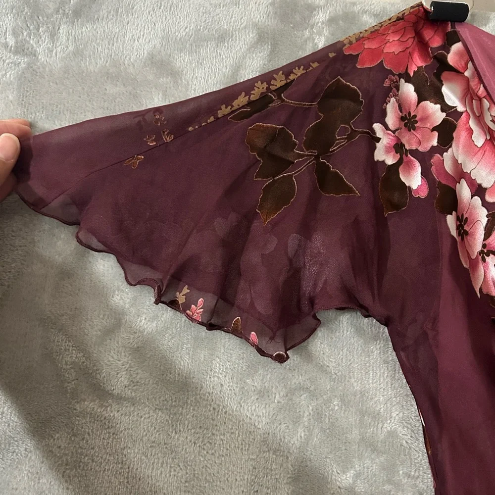 Monsoon y2k baby doll bust line silk floral maxi dress - Picture 2 of 16